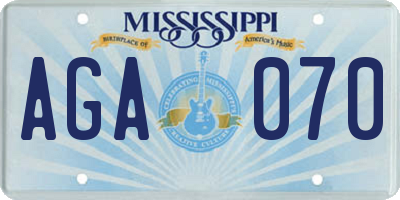 MS license plate AGA070