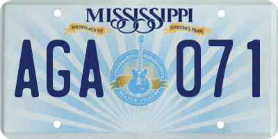 MS license plate AGA071