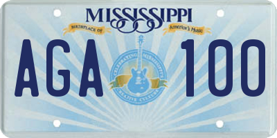 MS license plate AGA100