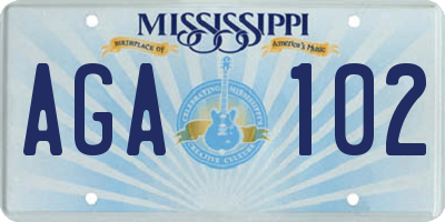 MS license plate AGA102