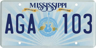 MS license plate AGA103