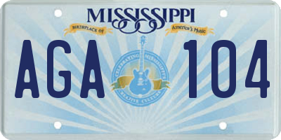 MS license plate AGA104