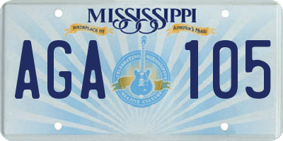 MS license plate AGA105