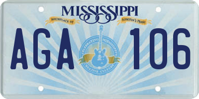MS license plate AGA106