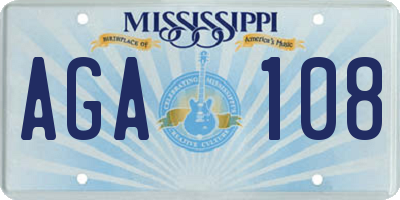 MS license plate AGA108