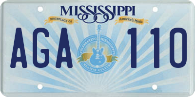 MS license plate AGA110