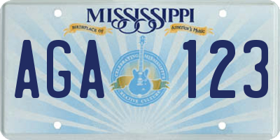 MS license plate AGA123