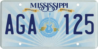 MS license plate AGA125