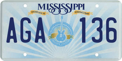 MS license plate AGA136