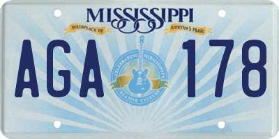 MS license plate AGA178