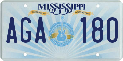 MS license plate AGA180