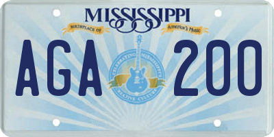 MS license plate AGA200