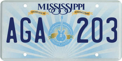 MS license plate AGA203
