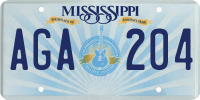 MS license plate AGA204