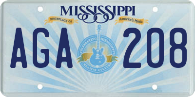 MS license plate AGA208
