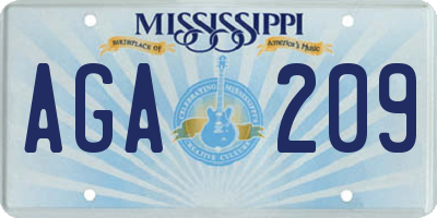 MS license plate AGA209