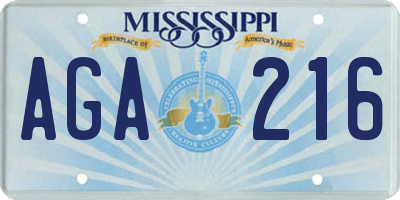 MS license plate AGA216
