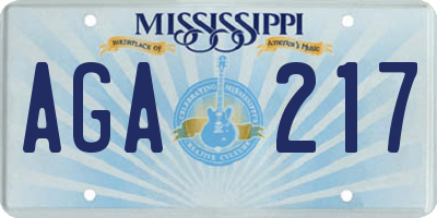 MS license plate AGA217