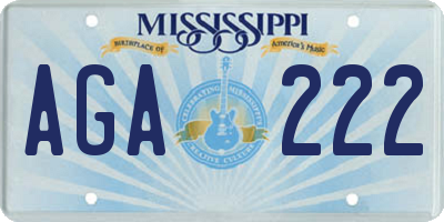 MS license plate AGA222