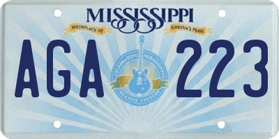 MS license plate AGA223