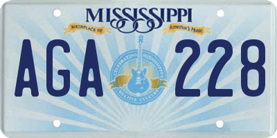 MS license plate AGA228