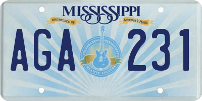 MS license plate AGA231