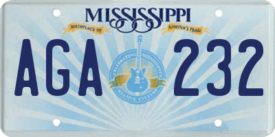 MS license plate AGA232