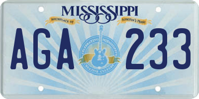 MS license plate AGA233
