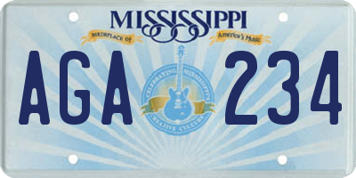 MS license plate AGA234