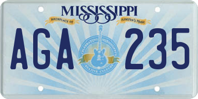 MS license plate AGA235