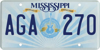 MS license plate AGA270
