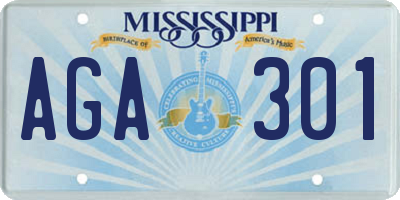 MS license plate AGA301