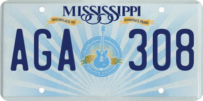 MS license plate AGA308