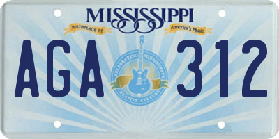 MS license plate AGA312