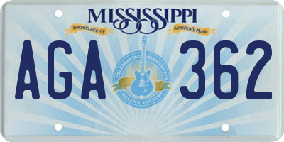 MS license plate AGA362