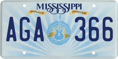 MS license plate AGA366