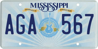 MS license plate AGA567