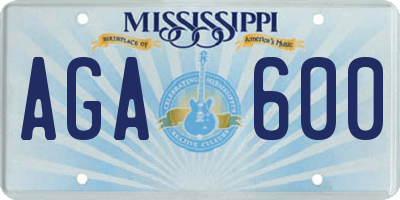 MS license plate AGA600