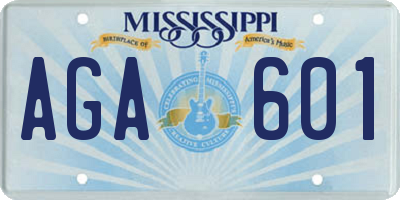 MS license plate AGA601