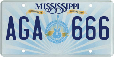 MS license plate AGA666