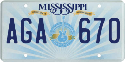 MS license plate AGA670