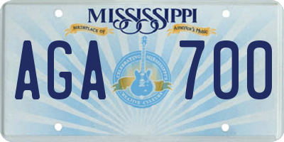 MS license plate AGA700