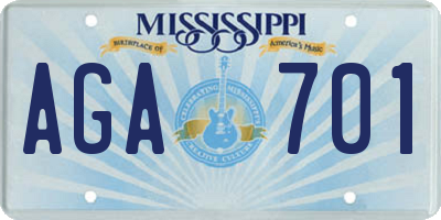 MS license plate AGA701