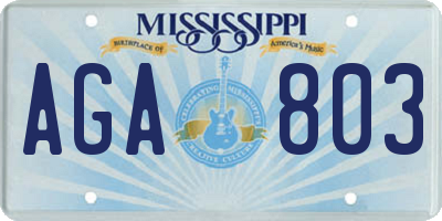 MS license plate AGA803