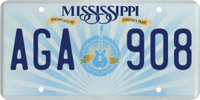 MS license plate AGA908