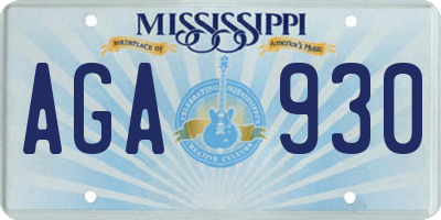 MS license plate AGA930