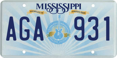 MS license plate AGA931