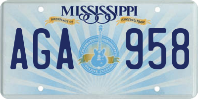 MS license plate AGA958