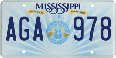 MS license plate AGA978