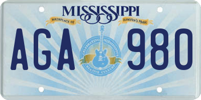 MS license plate AGA980